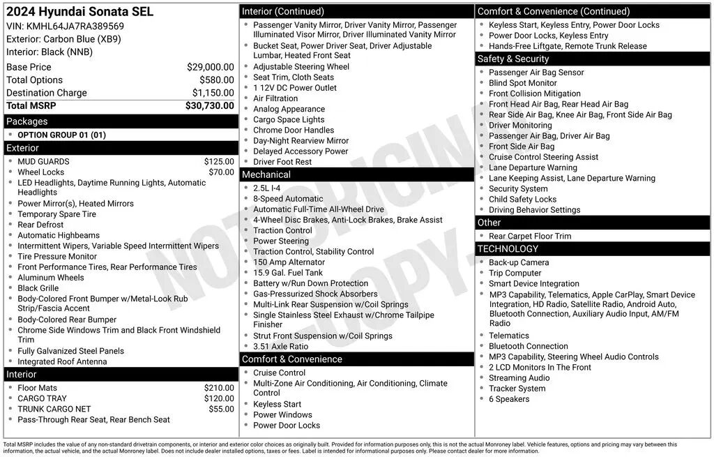 2024 Hyundai SONATA SEL — photo 1 of 1