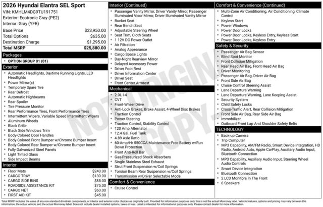 2026 Hyundai ELANTRA SEL Sport