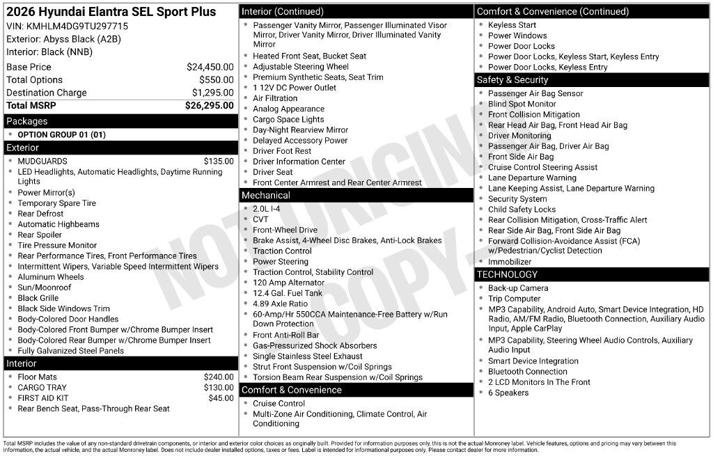 2026 Hyundai Elantra SEL Sport — photo 1 of 1