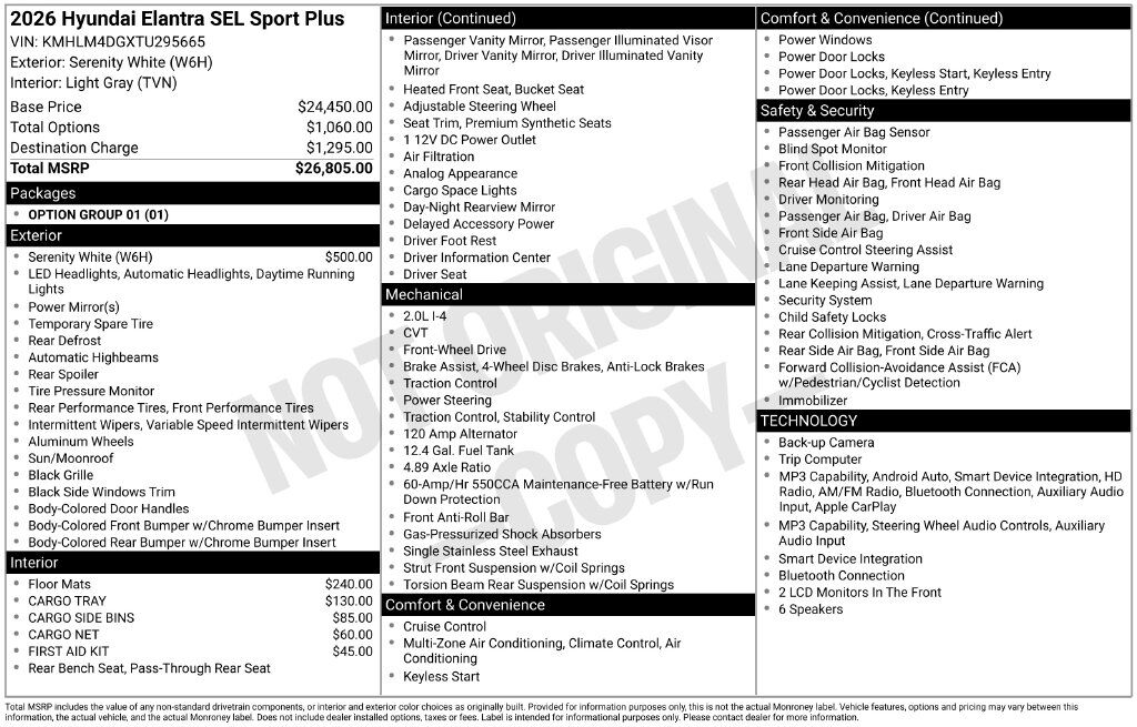 2026 Hyundai Elantra SEL Sport — photo 1 of 1