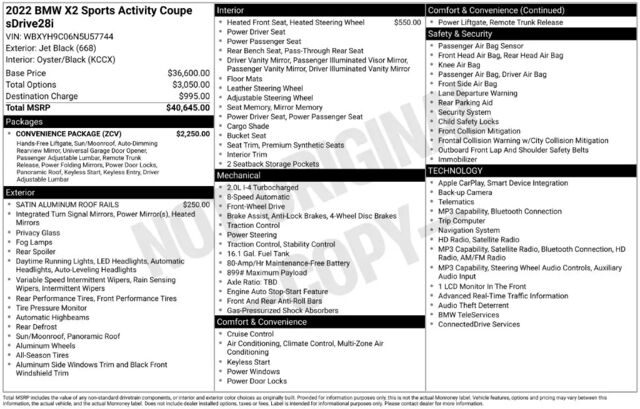 2022 BMW X2 sDrive28i
