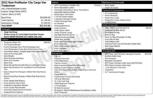 2022 Ram ProMaster City Base